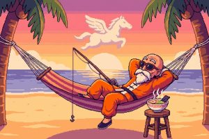 龙珠龟仙人像素画